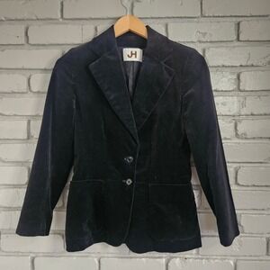 JH Collectibles Vintage Black Velvet Blazer Jacket 100% Cotton Size 4-5
